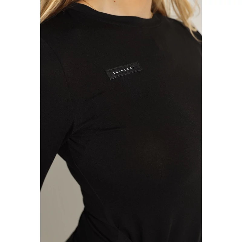 Signature Tie Long Sleeve Top- Black